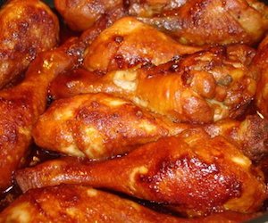 Куриные голени маринованные в меду с горчичным соусом, Мясо