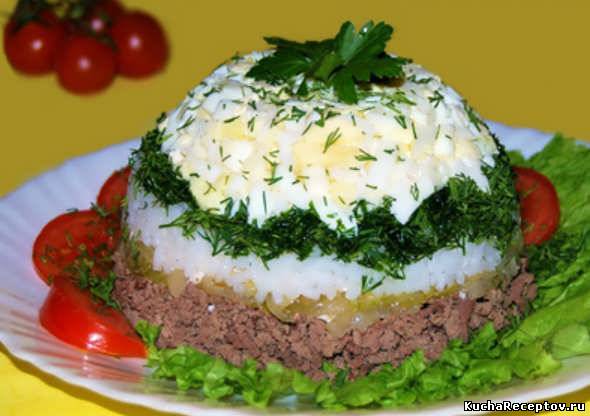 Салат с печенью и рисом, Мясные салаты